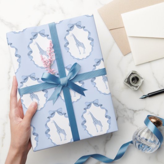 Safari Animals Toile de Jouy Dusty Blue Geschenkpapier (Schenken)