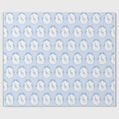 Safari Animals Toile de Jouy Dusty Blue Geschenkpapier (Flach)