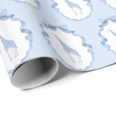 Safari Animals Toile de Jouy Dusty Blue Geschenkpapier (Rolleneckpunkt)