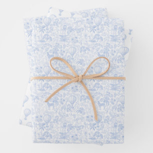 Safari Animals Toile De Jouy Geschenkpapier Set