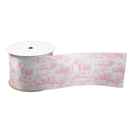 Safari Animals Toile de Jouy Pink Satinband (Spule)
