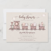 Safari Animals Train Gender Neutral Baby Shower Einladung (Vorderseite)