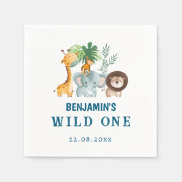 Safari Animals Tropical Jungle Wild One Birthday Serviette