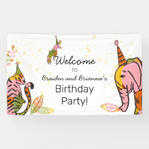 Safari Animals Tween Teen Boho Begrüßung Geburtsta Banner
