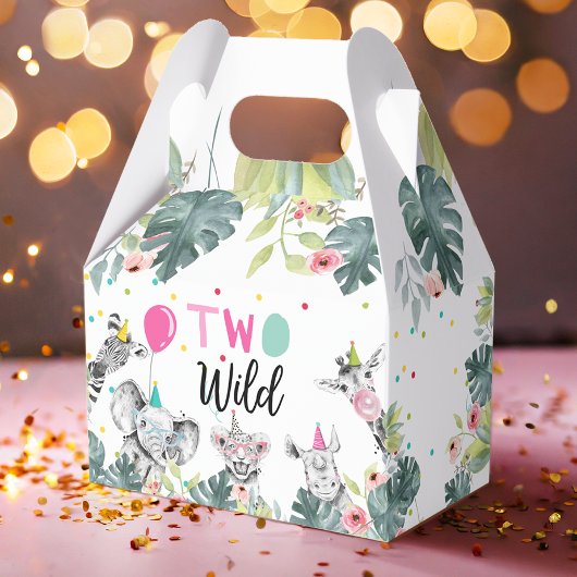 Safari Animals Two Wild Birthday Pink Girl Geschenkschachtel