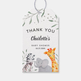 Safari Animals Watercolor Baby Shower Fevor Tags Geschenkanhänger