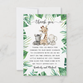 Safari Animals Watercolor Geburtstag | Babydusche Dankeskarte