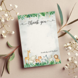 Safari Animals Watercolor Geburtstag | Babydusche Dankeskarte