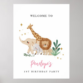 Safari Animals Welcome Poster