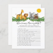 Safari Animals Wer Mommy Baby Shower Game kennt (Vorne/Hinten)