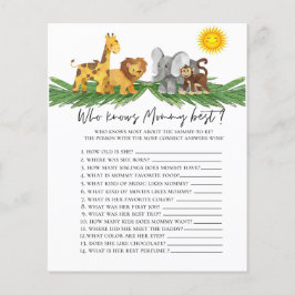 Safari Animals Wer Mommy Baby Shower Game kennt