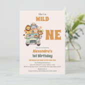 Safari Animals Wild 1 1. Geburtstag Einladung (Stehend Vorderseite)
