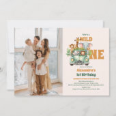 Safari Animals Wild 1 1. Geburtstag Einladung (Vorderseite)