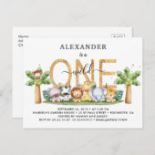 Safari Animals Wild 1 1. Geburtstag Einladung Postkarte (Vorne/Hinten)