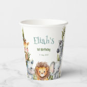 Safari Animals Wild 1 1. Geburtstag Pappbecher (Rückseite)