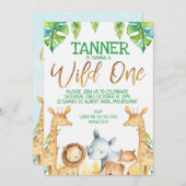 Safari Animals Wild Ein Geburtstag Einladung (Vorne/Hinten)