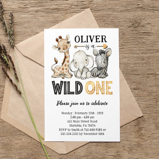 Safari Animals Wild Eine Geburtstagsparty Einladun Einladung