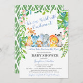 Safari Animals Wild Jungle Boy Baby Dusche Einladung (Vorne/Hinten)