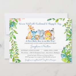 Safari Animals Wild Jungle Boy Baby Showeinladung Einladung