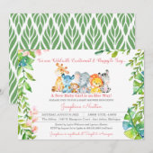 Safari Animals Wild Jungle Girl Babydusche Einladung (Vorne/Hinten)