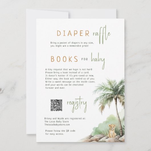 Safari Animals "Wild One" | Alles in einer Babydus Einladung (Rückseite)