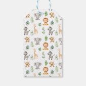 Safari Animals Wild One Baby Boy Shower Geschenkar Geschenkanhänger (Rückseite)
