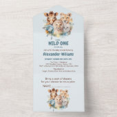 Safari Animals Wild One Baby Shower All In One Einladung (Innen Boden)