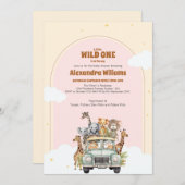 Safari Animals Wild One Baby Shower Einladung (Vorne/Hinten)