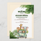 Safari Animals Wild One Baby Shower Einladung (Vorne/Hinten)