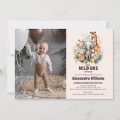 Safari Animals Wild One Baby Shower Einladung (Vorderseite)
