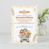 Safari Animals Wild One Baby Shower Einladung (Stehend Vorderseite)