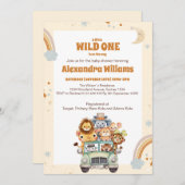 Safari Animals Wild One Baby Shower Einladung (Vorne/Hinten)