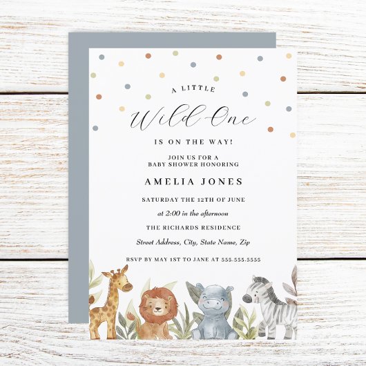 Safari Animals Wild One Baby Shower Einladung