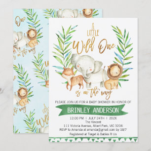 Safari Animals Wild One Baby Shower Einladung