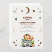 Safari Animals Wild One Baby Shower Einladung (Vorne/Hinten)