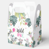 Safari Animals Wild One Birthday Pink Girl Geschenkschachtel (Geöffnet)