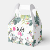 Safari Animals Wild One Birthday Pink Girl Geschenkschachtel (Vorderseite)
