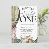 Safari Animals Wild One Einladung (Stehend Vorderseite)