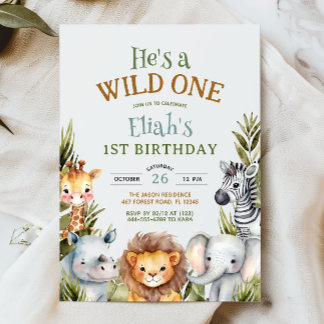 Safari Animals Wild One Einladung