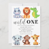 Safari Animals Wild One Einladung (Vorderseite)