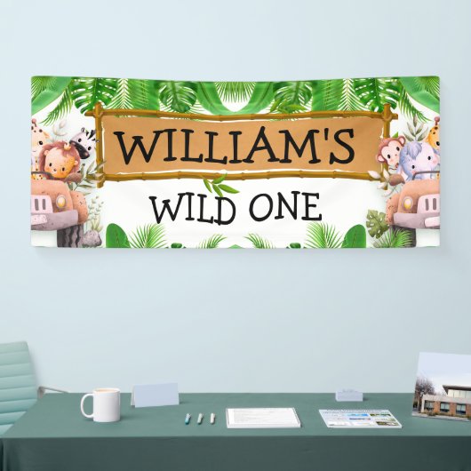 Safari Animals Wild One Geburtstag Banner (Messe)