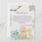 Safari Animals Wild One Gender Neutral Baby Shower Dankeskarte (Vorderseite)