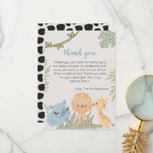 Safari Animals Wild One Gender Neutral Baby Shower Dankeskarte