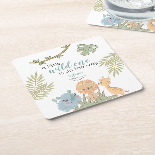 Safari Animals Wild One Girl Baby Shower Rechteckiger Pappuntersetzer (angewinkelt)