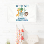 Safari Animals Wild One Jungle 1st Birthday Banner (Insitu)