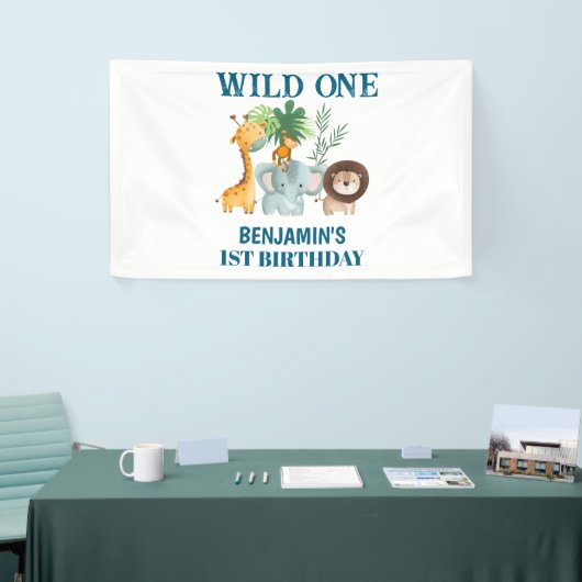 Safari Animals Wild One Jungle 1st Birthday Banner (Messeveranstaltung)