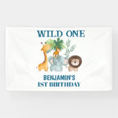 Safari Animals Wild One Jungle 1st Birthday Banner (Horizontal)