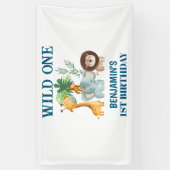 Safari Animals Wild One Jungle 1st Birthday Banner (Vertikal)