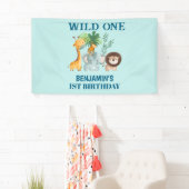 Safari Animals Wild One Jungle 1st Birthday Banner (Insitu)