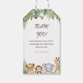 Safari Animals Wild One Thank You Gift Tag Geschenkanhänger